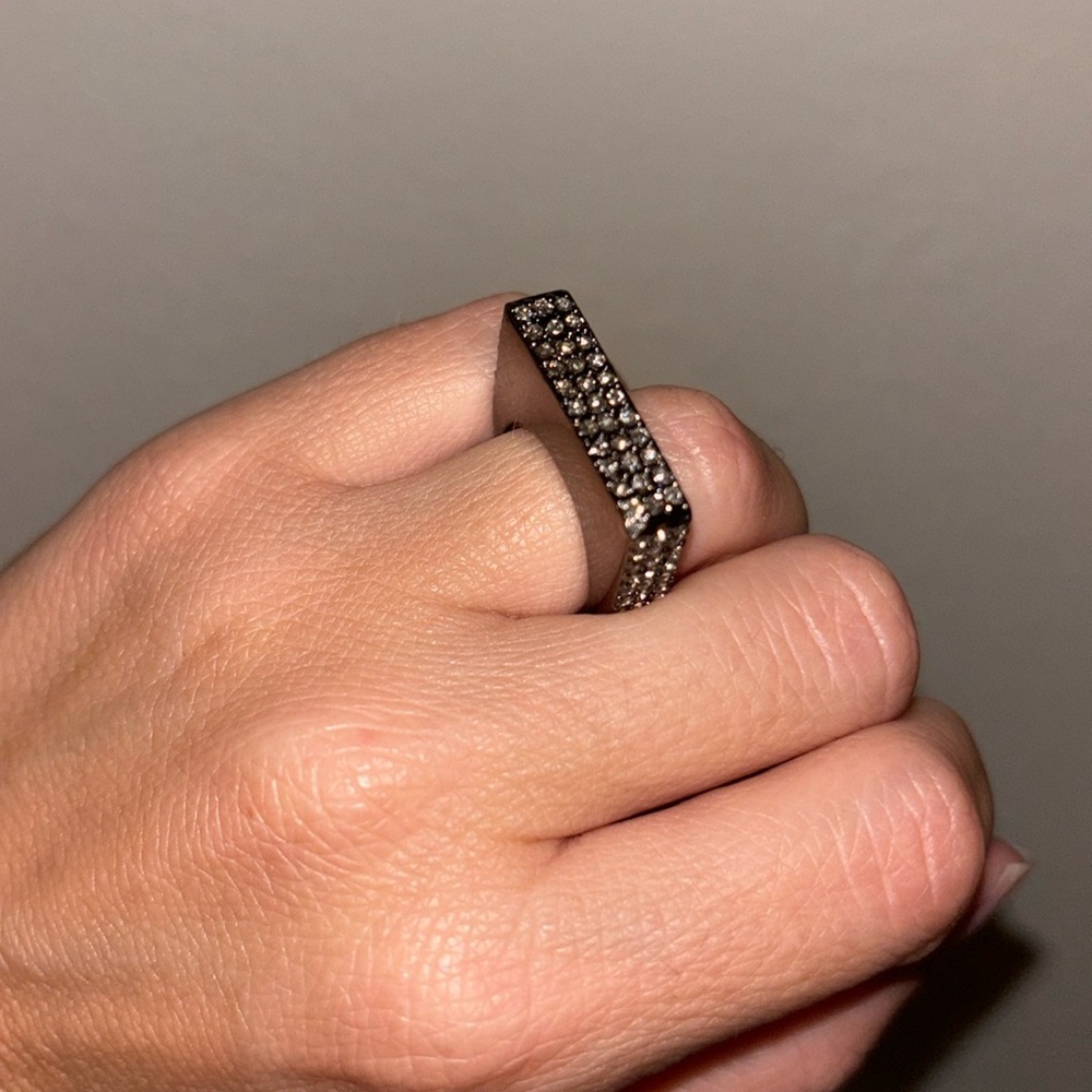 CC Skye Black Geometric Ring - Size 6